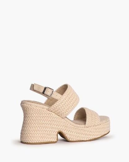 Neutral Braided Sandal with Chunky Heel