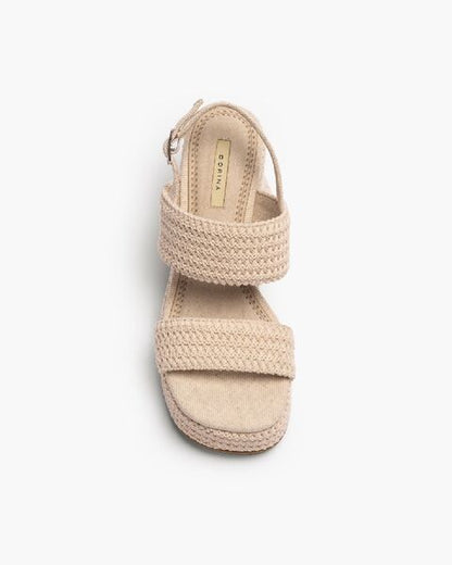 Neutral Braided Sandal with Chunky Heel