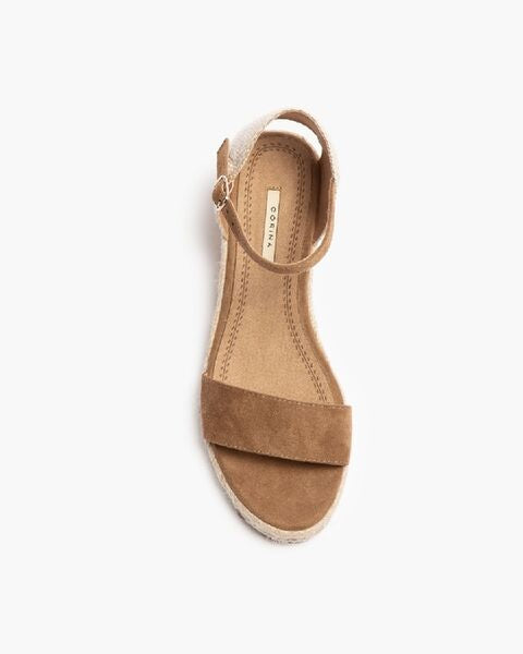 Brown Textured Wedge Sandal with Dual Strap