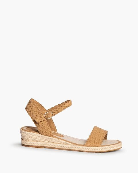 Tan Braided Sandal with Ankle Strap