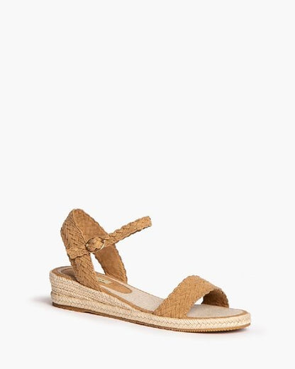 Tan Braided Sandal with Ankle Strap