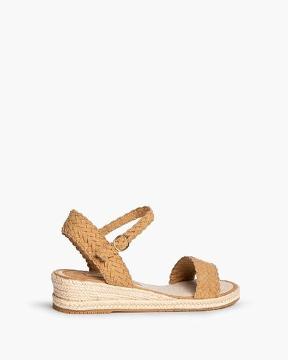 Tan Braided Sandal with Ankle Strap