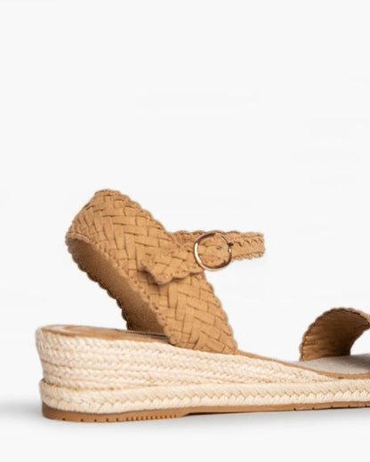 Tan Braided Sandal with Ankle Strap