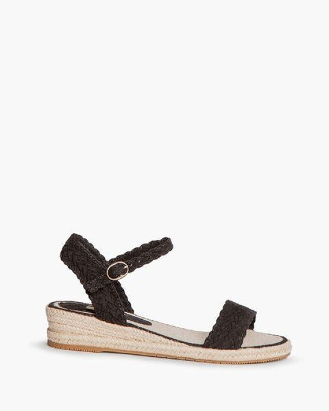 Black Braided Espadrille Sandal with Ankle Strap