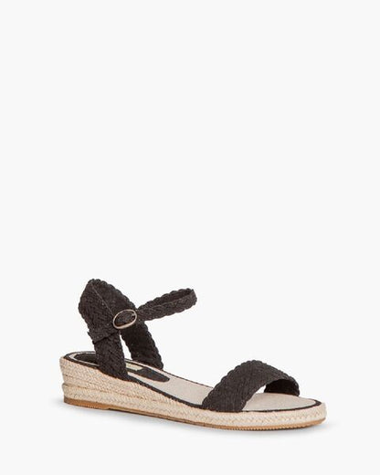 Black Braided Espadrille Sandal with Ankle Strap