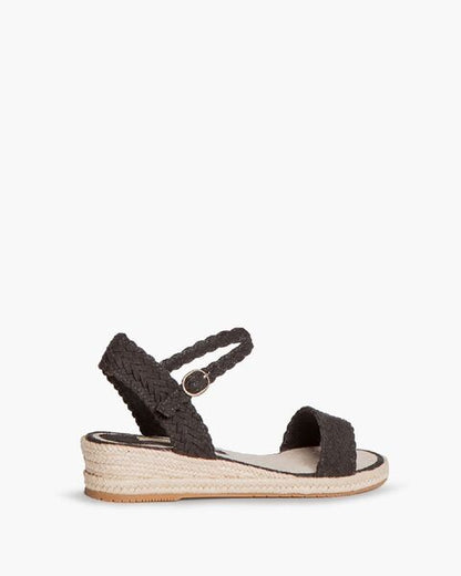 Black Braided Espadrille Sandal with Ankle Strap