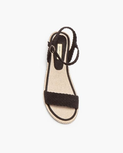 Black Braided Espadrille Sandal with Ankle Strap