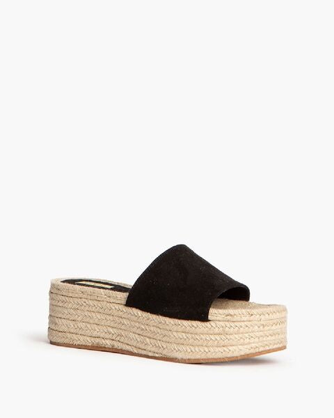 Black Platform Slide with Espadrille Sole