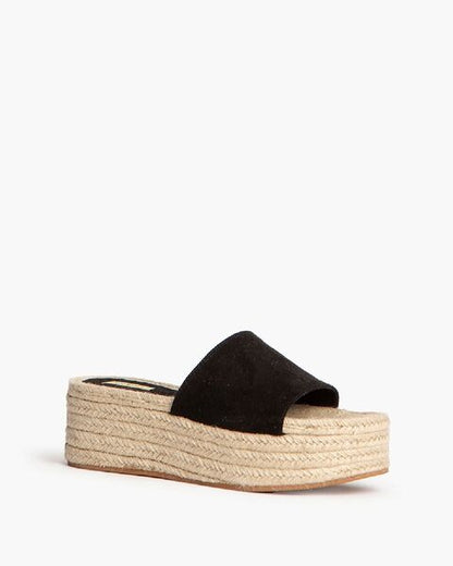 Black Platform Slide with Espadrille Sole