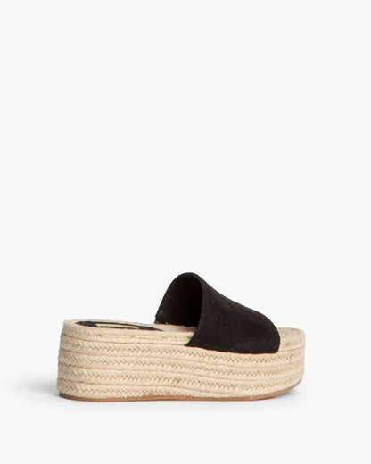Black Platform Slide with Espadrille Sole