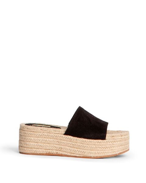 Black Platform Slide with Espadrille Sole