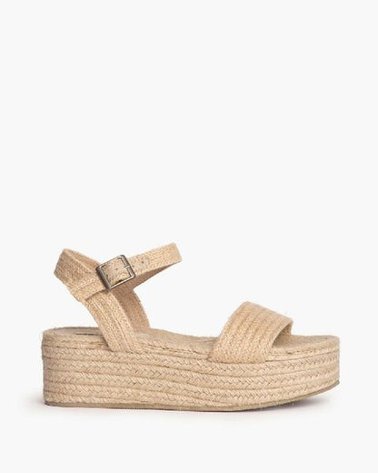Natural Texture Platform Sandals with Adjustable Strap