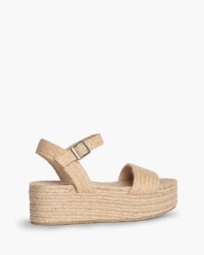 Natural Texture Platform Sandals with Adjustable Strap