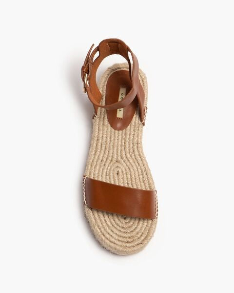 Brown Strappy Espadrille Sandal with Ankle Strap