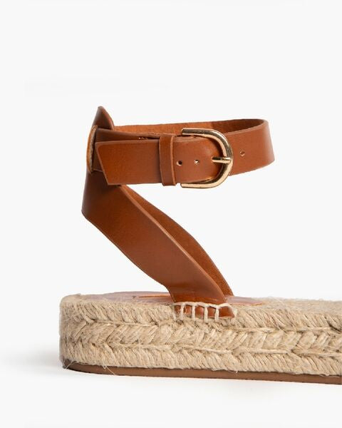Brown Strappy Espadrille Sandal with Ankle Strap