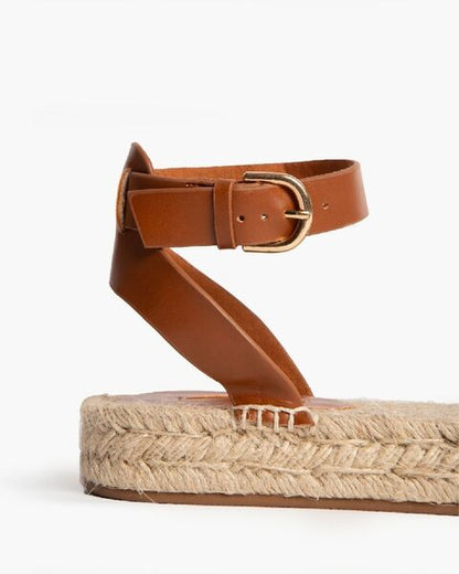 Brown Strappy Espadrille Sandal with Ankle Strap