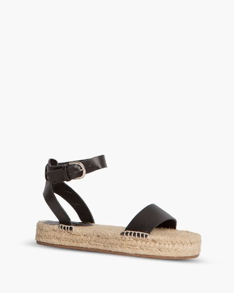 Black Espadrille Sandal with Ankle Strap