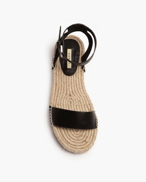 Black Espadrille Sandal with Ankle Strap