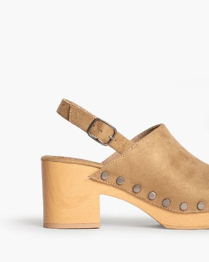 Tan Suede Platform Sandal with Slingback Strap