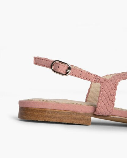Peach Woven Slingback Sandals with Cutout Design