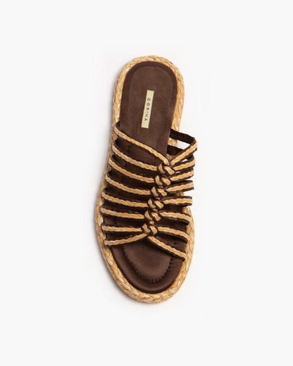 Natural Textured Sandal with Braided Detailing