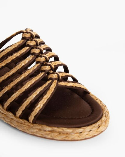 Natural Textured Sandal with Braided Detailing