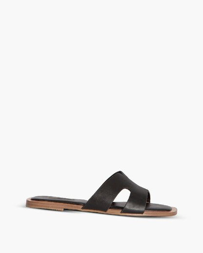 Black Slide Sandals with Contoured Footbed