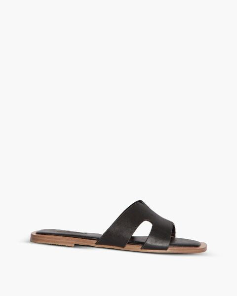Black Slide Sandals with Contoured Footbed