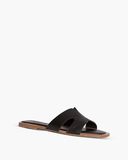 Black Slide Sandals with Contoured Footbed