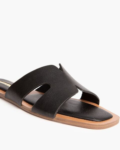 Black Slide Sandals with Contoured Footbed