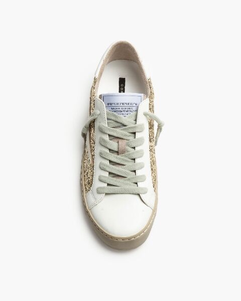 Gold Glitter Low-Top Sneakers with Lightning Detail