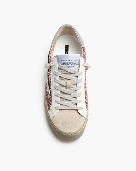 Rose Gold Glitter Sneakers with Lightning Bolt Detail