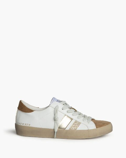 White Leather Sneakers with Metallic Accents