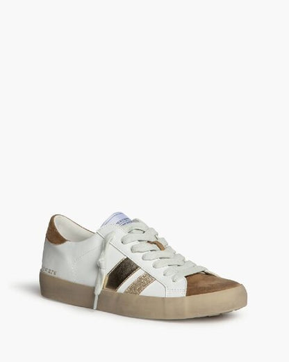 White Leather Sneakers with Metallic Accents