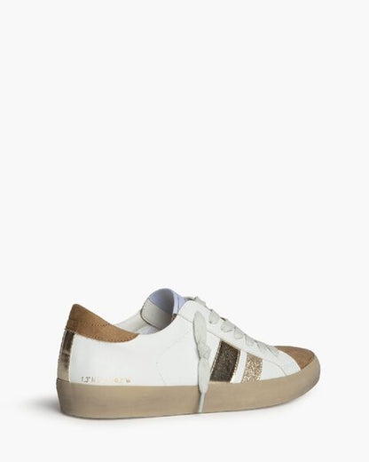 White Leather Sneakers with Metallic Accents