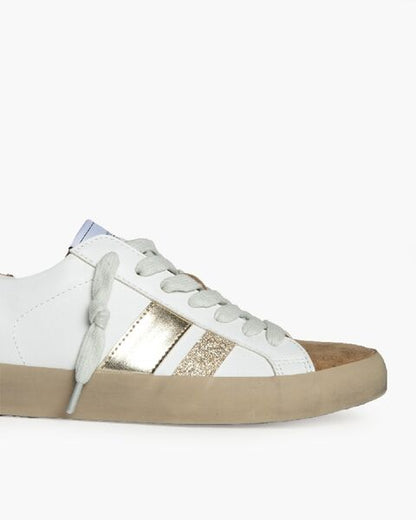 White Leather Sneakers with Metallic Accents