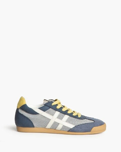 Blue Mesh & Suede Sneakers with Contrast Stripes