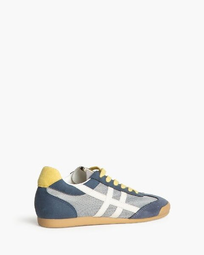 Blue Mesh & Suede Sneakers with Contrast Stripes