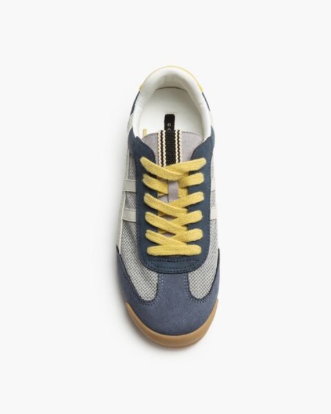 Blue Mesh & Suede Sneakers with Contrast Stripes