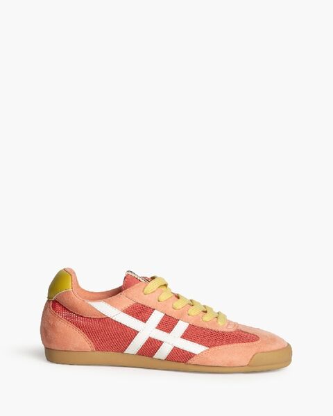 Coral Mesh Sneaker with Contrast Stripes