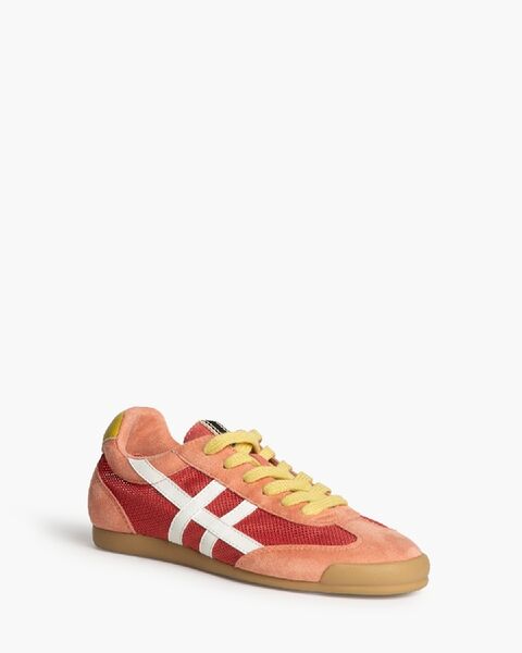 Coral Mesh Sneaker with Contrast Stripes