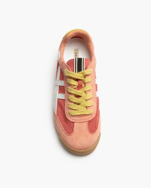 Coral Mesh Sneaker with Contrast Stripes
