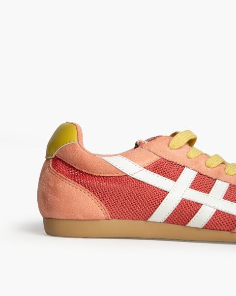Coral Mesh Sneaker with Contrast Stripes