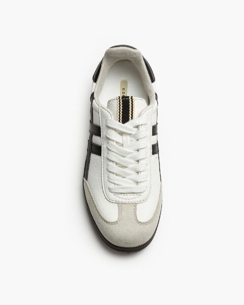 White Leather Sneakers with Black Stripes