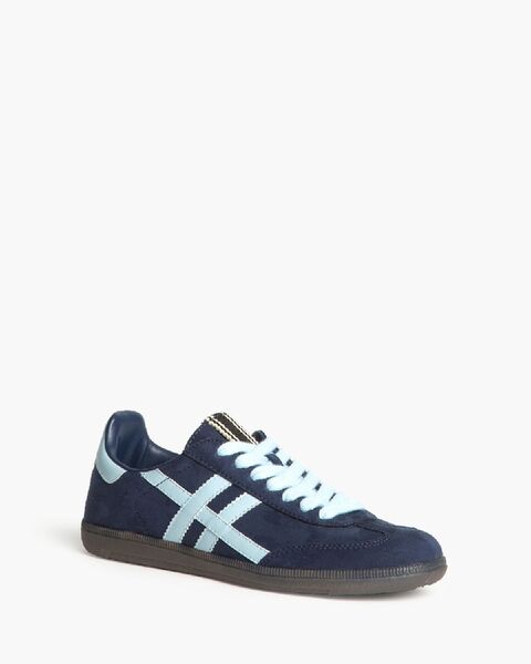 Navy Suede Sneakers with Light Blue Accents