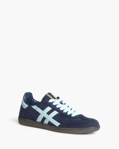 Navy Suede Sneakers with Light Blue Accents