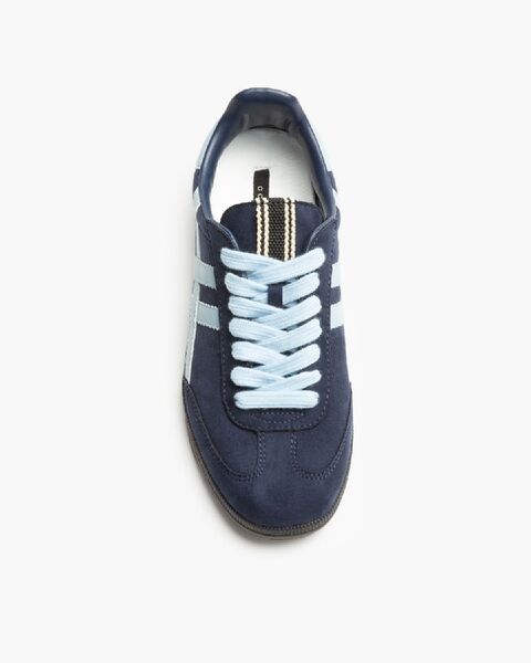 Navy Suede Sneakers with Light Blue Accents