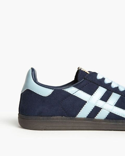 Navy Suede Sneakers with Light Blue Accents