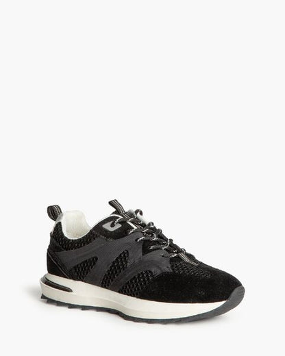 Black Mesh Sneakers with Bold Contrast Sole