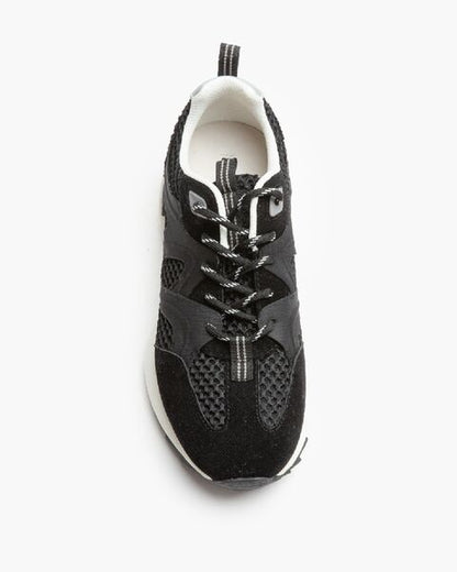 Black Mesh Sneakers with Bold Contrast Sole